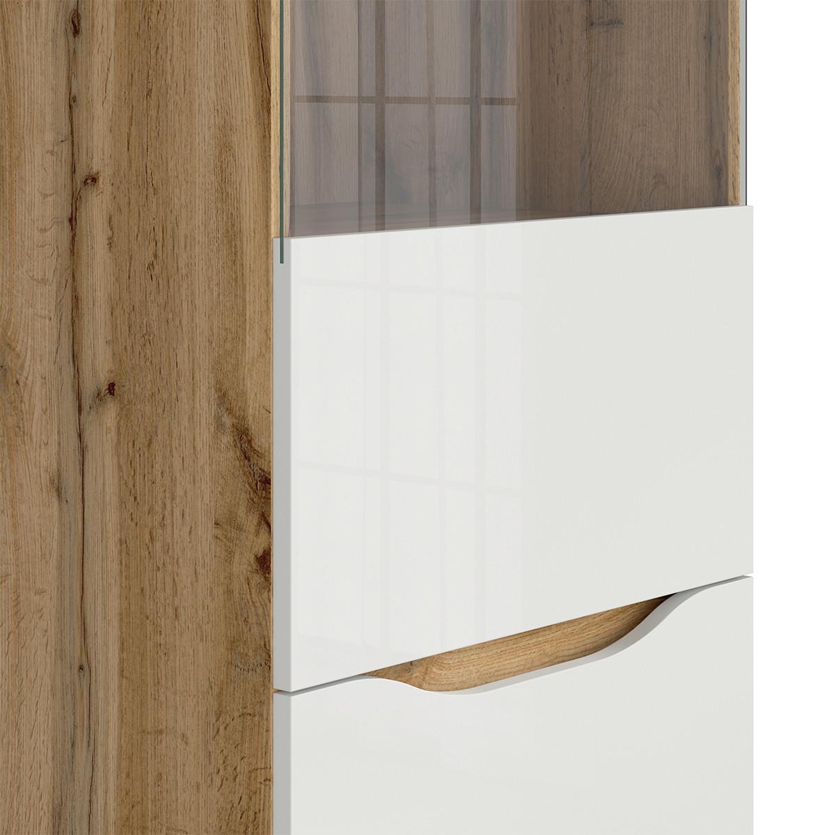 VITRINE June Weiß und Holz - Weiß, Holzwerkstoff (50/198/40cm) - Petits-meubles
