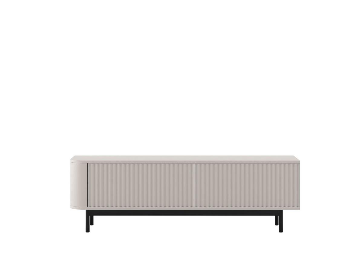 TV-LOWBOARD Aurora Kaschmir matt 140 cm mit Metallrahmen - Kaschmir/Schwarz, Holzwerkstoff/Metall (140/44/35cm) - Meble Lindner