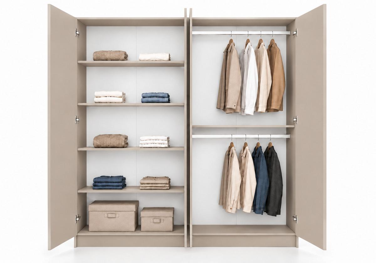 DREHTÜRENSCHRANK ROSA 4D 200/210/55 cm 4-türig Kaschmir - Kaschmir/Goldfarben, Holz/Holzwerkstoff (200/210/55cm) - imoebel24