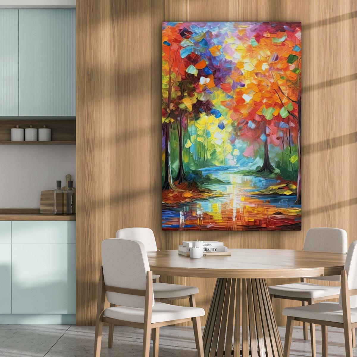 LEINWANDBILD Landschaft - Wald - Farben - Natur Deko XXL 80x120 cm - Multicolor, Textil (80/120cm) - MuchoWow