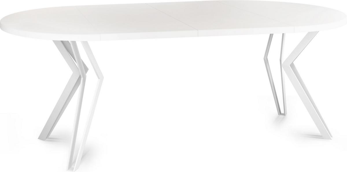 ESSTISCH Austin runder ausziehbarer, Weiß 100-180/100/76 cm - Weiß, Holzwerkstoff/Metall (100/180/76cm) - WFL GROUP