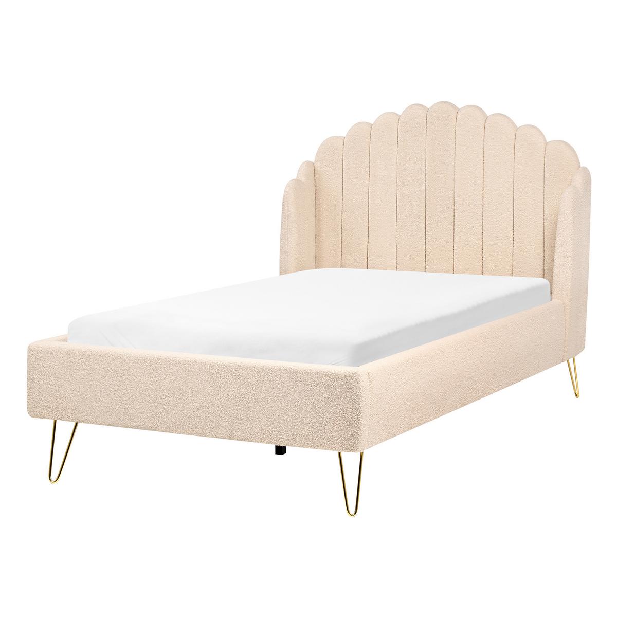 BETT mit Lattenrost 120/200 cm Beige Ambillou - Beige/Goldfarben, Textil (120/200cm) - Beliani