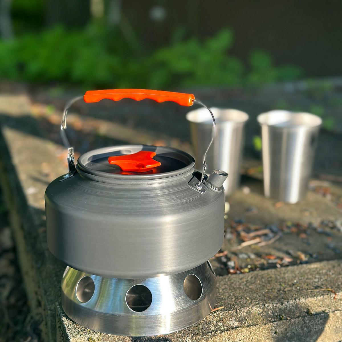 WASSERKOCHER Camping Kochkessel 1.1 L - Orange, Metall (17.5cm) - Intirilife