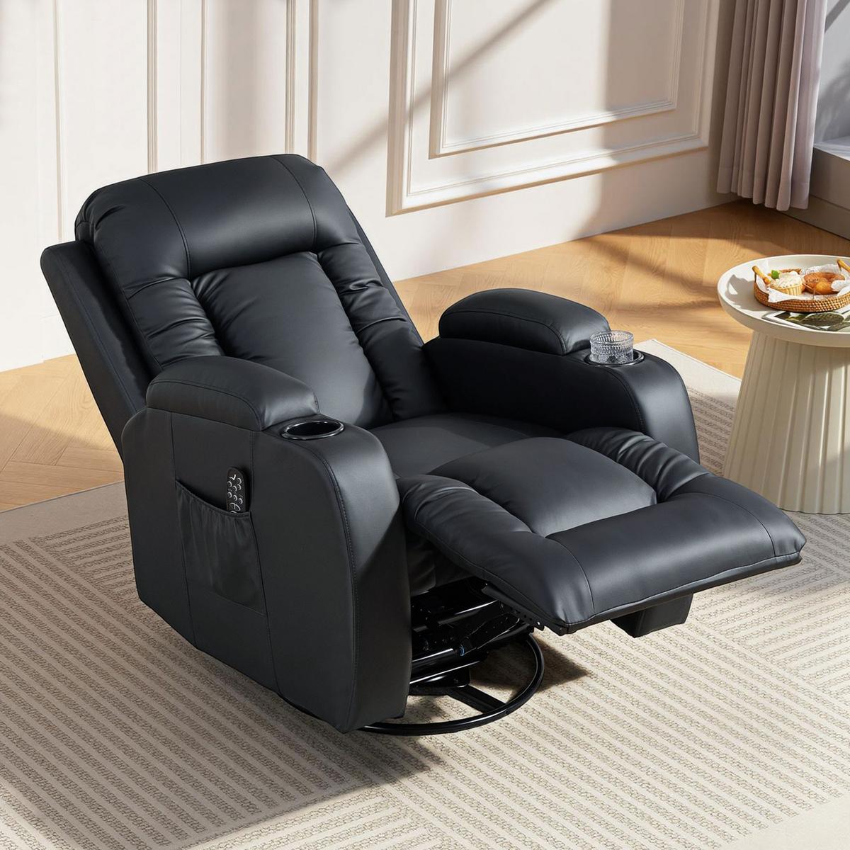 RELAXSESSEL elektrisch verstellbar Massagesessel mit Liegefunktion, Heizung - Hellgrau/Schwarz, Textil (82/103/99cm) - HOMCOM