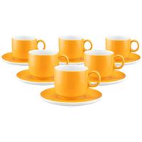 CAPPUCCINOTASSEN MIT UNTERTASSEN Sento Home Pure Colors Mango Orange 300 ml 6er Set - Orange, Keramik (0.3L) - Seltmann Weiden