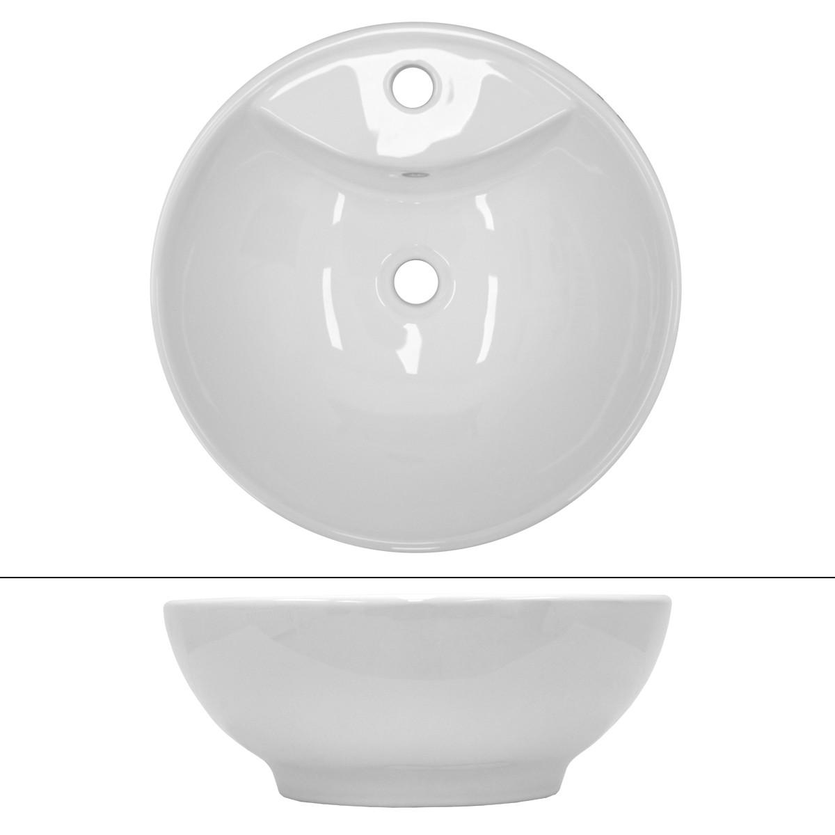WASCHBECKEN Ø 455 x 185 mm rund aus Keramik in Weiß - Weiß, Keramik (45.5/18.5/45.5cm) - ECD-Germany