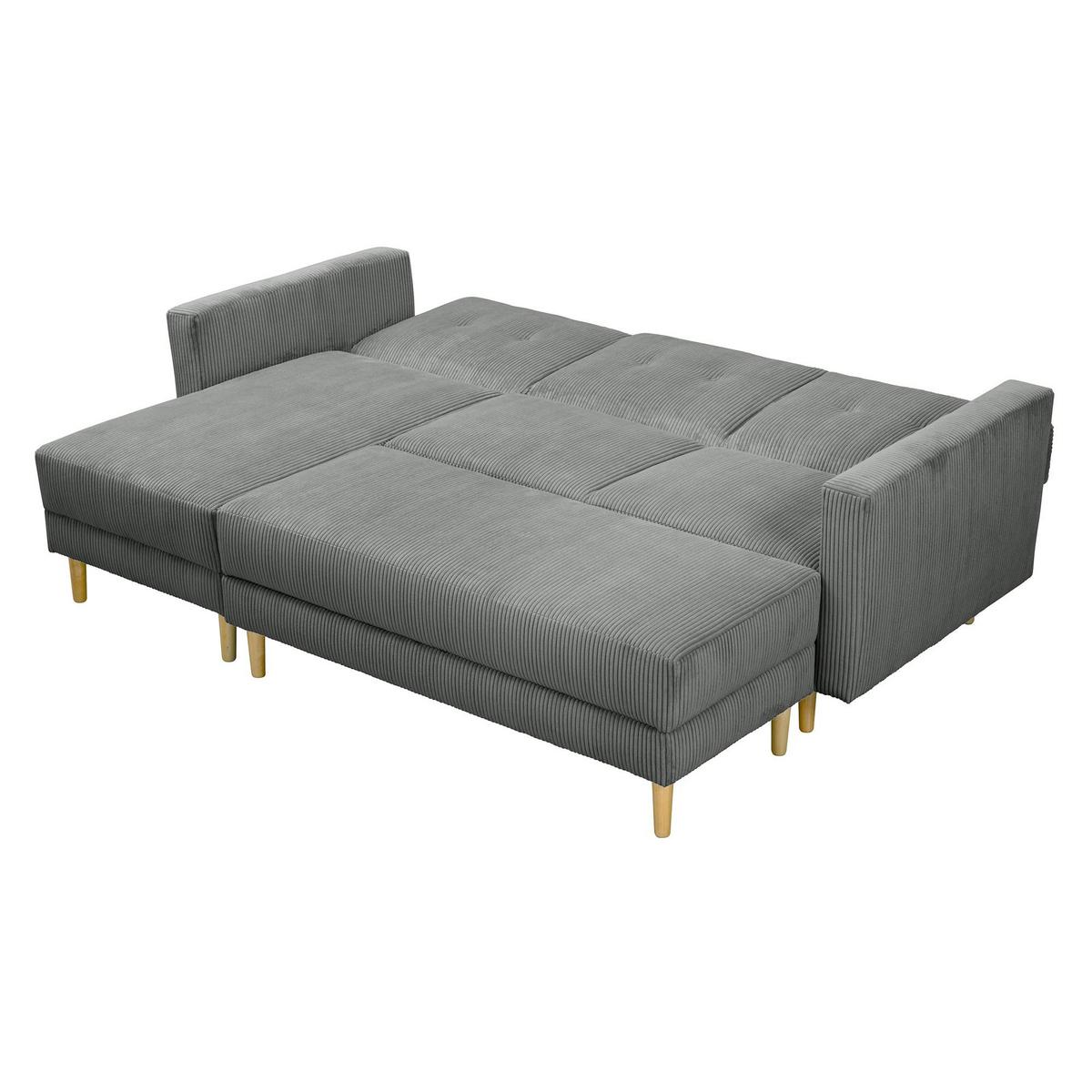 FUNKTIONSSOFA mit Hocker Kattie Cordstoff anthrazit - Anthrazit, Kunststoff (144/230cm) - 58aufmkessel