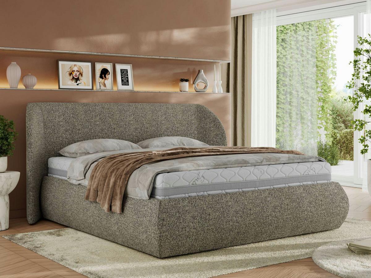 POLSTERBETT CAELA CLASSIC 140/200 - Grau Strukture - Pocket-Matratze - Grau, Textil (140/200cm) - MKS