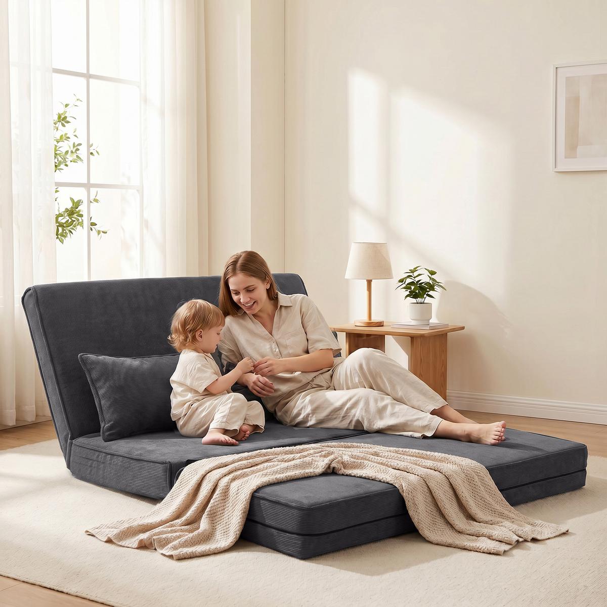 BODENSTUHL Polyester Dunkelgrau - Dunkelgrau, Textil (208/13/135cm) - HOMCOM
