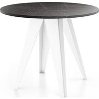 ESSTISCH Griffin runder ausziehbarer, Marmor Schwarz 90-130/100/76 cm - Anthrazit/Weiß, Holzwerkstoff/Metall (90/130/76cm) - WFL GROUP