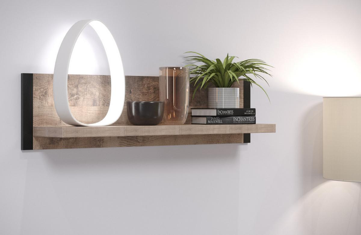 WANDBOARD Eiche Tabak, schwarz, Bücherregal 110 cm hängend - Eichefarben/Schwarz, Holzwerkstoff (110/28/23cm) - Top.Furn