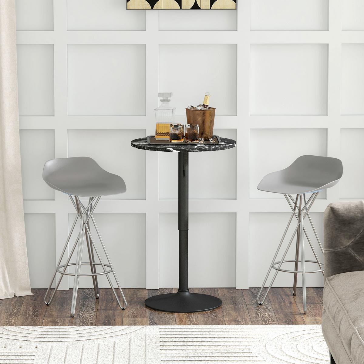 BARTISCH Stehtisch Runder Esstisch für 2 Personen, Schwarz, Ø60 x 68-93,5cm - Schwarz, Holzwerkstoff (60/60/93.5cm) - HOMCOM