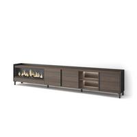 LOWBOARD, Eiche und Schwarz, 315/35/61cm, Kamin mit Feuereffekt XXL - Dunkelbraun, Holzwerkstoff (315/61/35cm) - Skraut Home