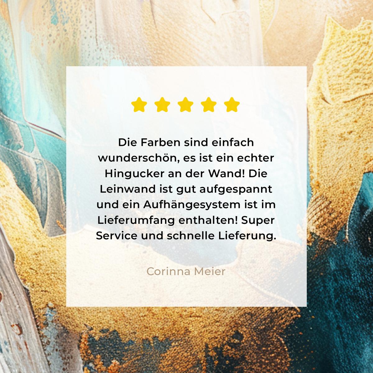 LEINWANDBILD Abstrakt - Kunst - Gold - Blau Deko Groß 90x90 cm - Petrol, Textil (90/90cm) - MuchoWow