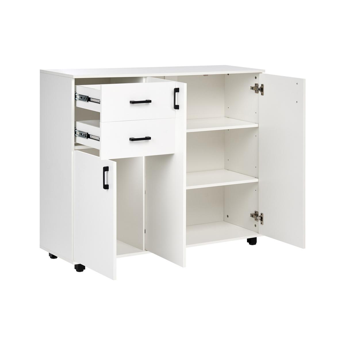 FLUR-SET Weiß Burra - Weiß, Holzwerkstoff (113/97/37cm) - Beliani