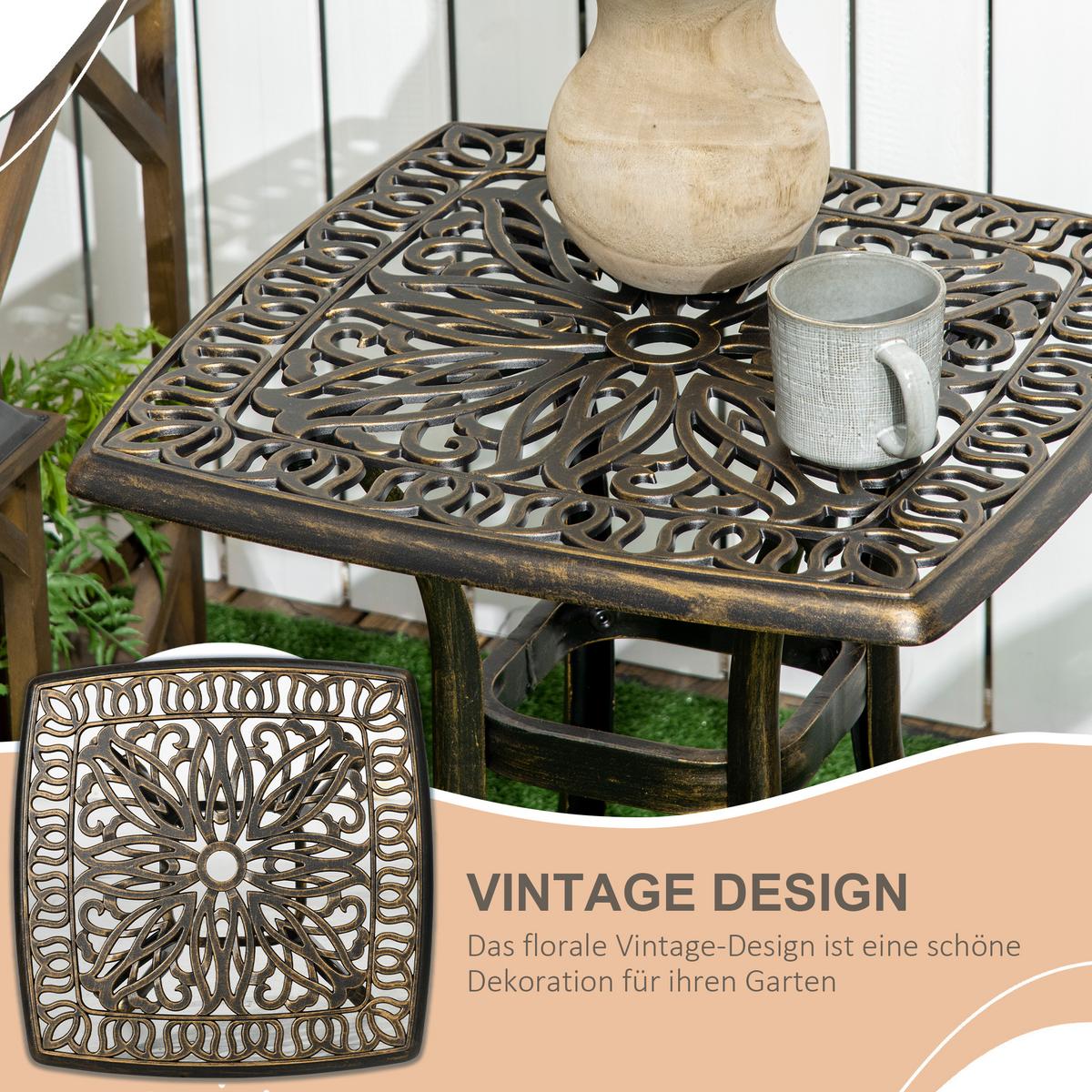 GARTEN BEISTELLTISCH, Bronze, Aluminium - Bronzefarben, Metall (54/54/52.5cm) - Outsunny