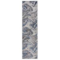 TEPPICH OUSE, abstrakt, Blau-Grau, 80 x 300 cm - Blau, Textil (300/80cm) - KADIMA DESIGN