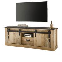 TV-LOWBOARD Used Wood hell, anthrazit 162 x 61 cm, TV Unterteil in Komforthöhe - Anthrazit/Schwarz, Holzwerkstoff/Metall (162/61/43cm) - Furn.Design