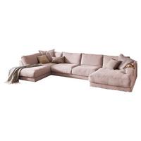 WOHNLANDSCHAFT MADELINE Pink Cord - Schwarz/Rosa, Kunststoff/Textil (425/86/224cm) - KAWOLA