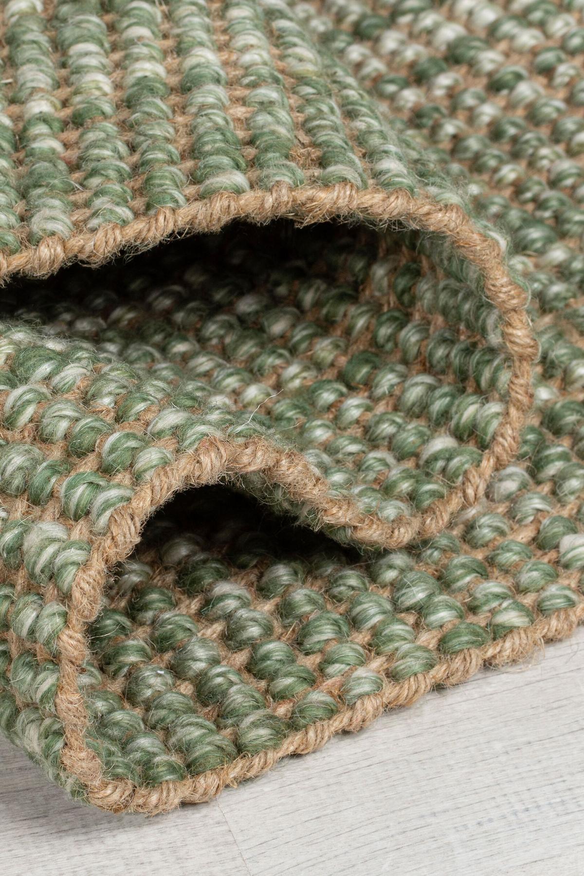 JUTETEPPICH handgewebt WEAVER, einfarbig, Grün, 60 x 230 cm - Grün, Textil (60/230cm) - KADIMA DESIGN