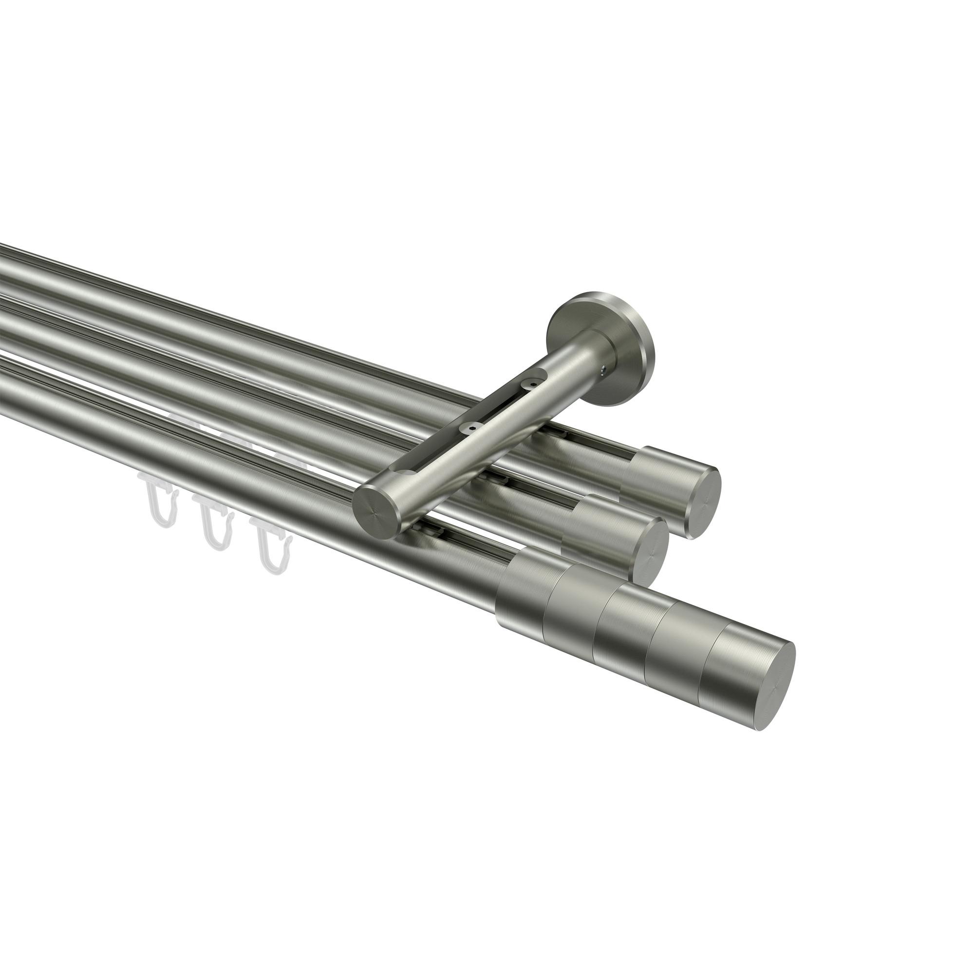 GARDINENSTANGE INNENLAUF Siteno Mavell 240 cm (geteilt in 2 x 120 cm), 3-läufig, 20 mm Ø Edelstahl-Optik - Edelstahlfarben/Silberfarben, Metall (240cm) - INTERDECO