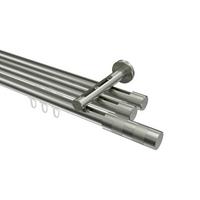 GARDINENSTANGE INNENLAUF Siteno Mavell 240 cm (geteilt in 2 x 120 cm), 3-läufig, 20 mm Ø Edelstahl-Optik - Edelstahlfarben/Silberfarben, Metall (240cm) - INTERDECO