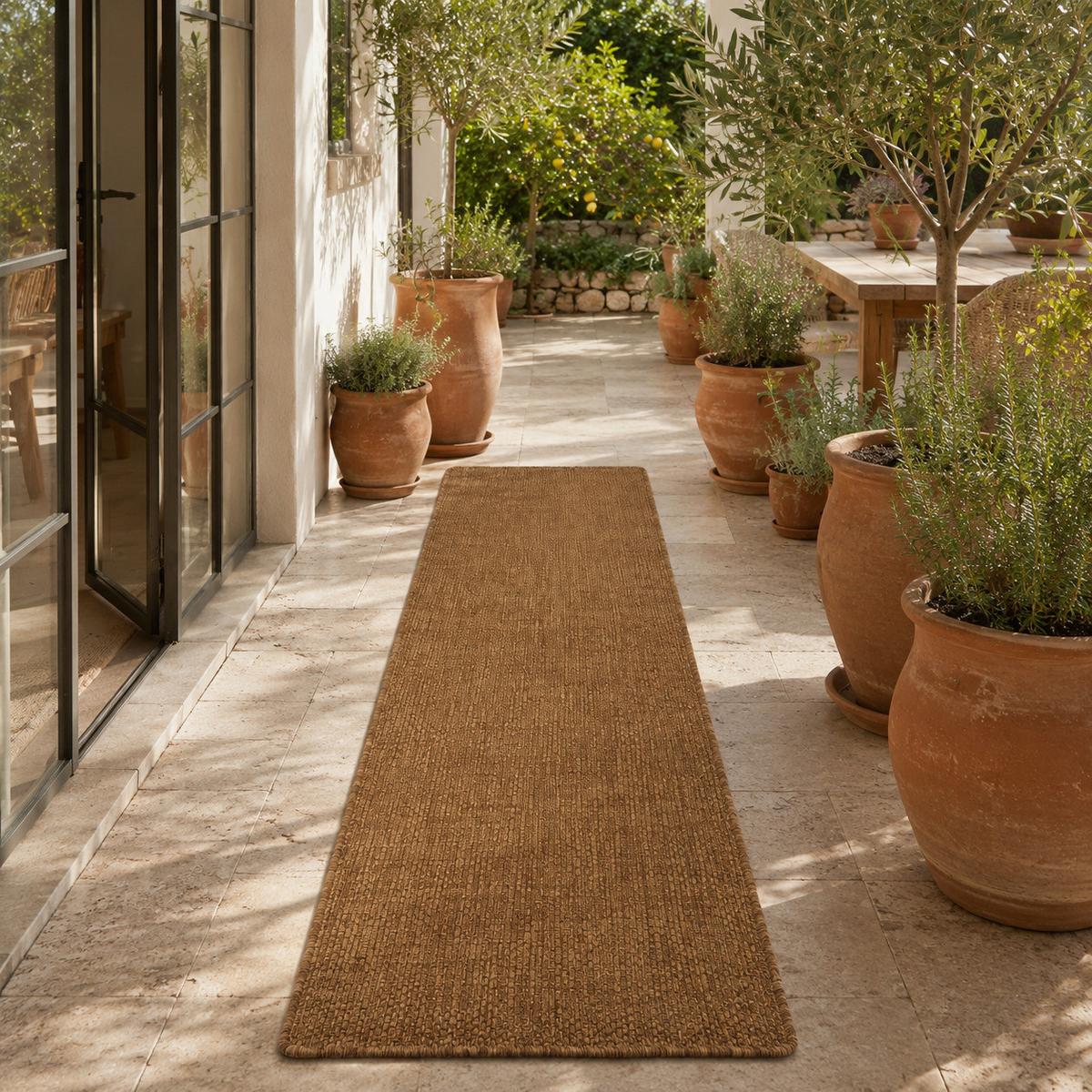 IN- & OUTDOOR FLACHGEWEBE LÄUFER PORTO - Braun, Textil (80/200cm) - Snapstyle