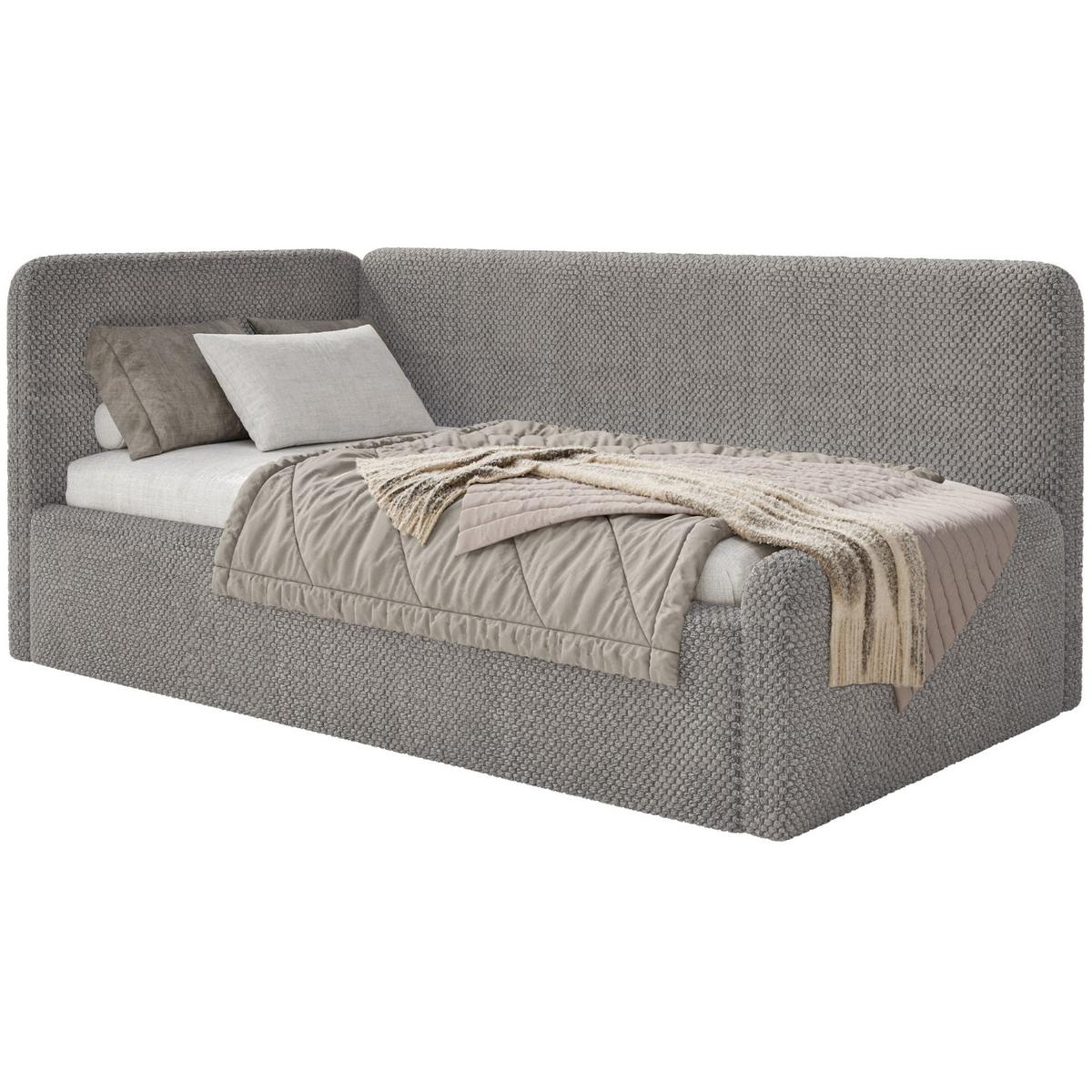 JUGENDBETT Fanko Plüsch Taupe 90x200 cm - Graubraun/Schwarz, Kunststoff/Textil (90/200cm) - Selsey