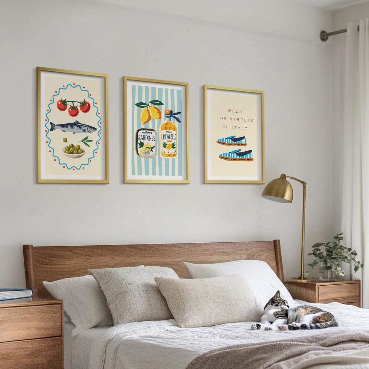 BILDER SET 3er Set - 40x60 cm Goldrahmen - Italienische Aromen und Lifestyle-Bilder - Goldfarben, Kunststoff (40/60cm) - TULUP