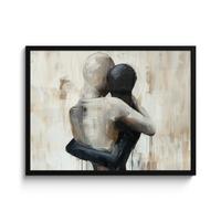POSTER MIT RAHMENGERAHMTES BILD Abstrakt - Liebe - Schwarz und weiß - Modern 80x60 cm - Schwarz, Papier (80/60cm) - MuchoWow