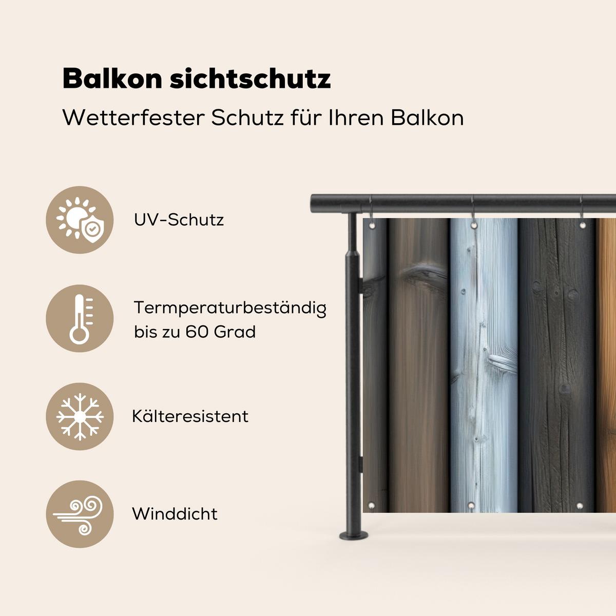 BALKON-SICHTSCHUTZ Holz - Dielen - Gemischt Windschutz 300x100 cm - Teakfarben, Kunststoff (300/100cm) - MuchoWow