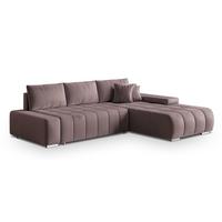 ECKSOFA ALESE R-S Lila Velours-Stoff mit Schlaffunktion - Lila/Silberfarben, Holz/Textil (265/185cm) - MASSENO
