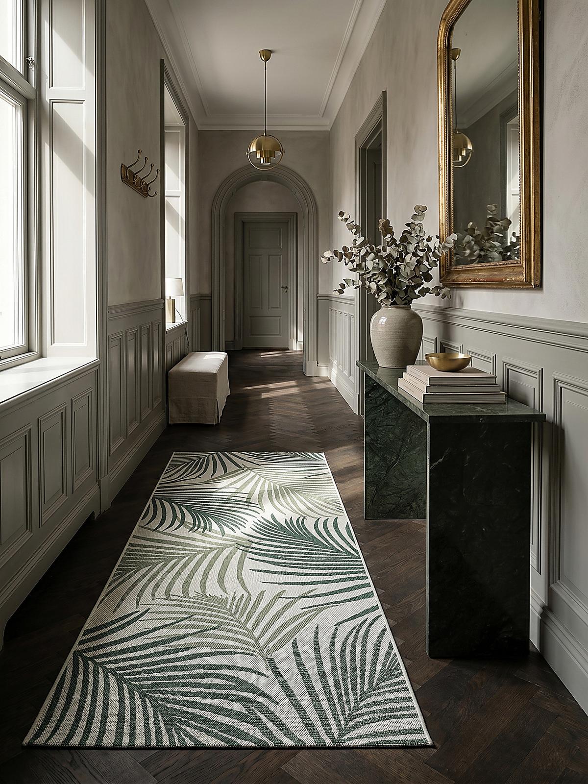 TEPPICHLÄUFER Palmblätter BORNO Polypropylen Grün 80 x 200 cm - Grün, Textil (80/200cm) - KADIMA DESIGN