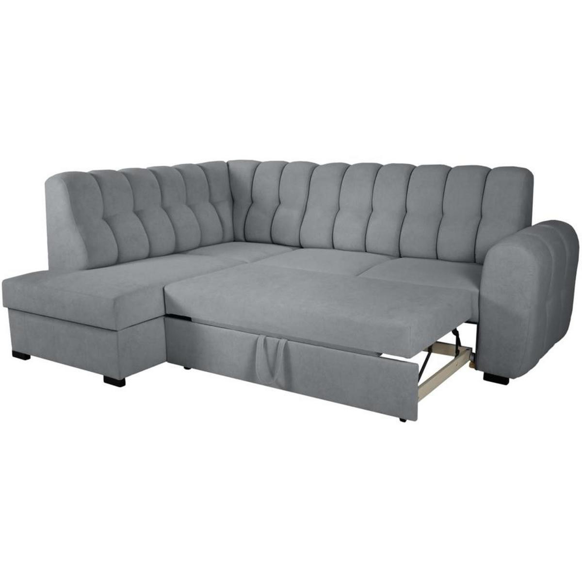 ECKSCHLAFSOFA Zoja links grau - Schwarz/Grau, Textil (261/193cm) - Beautysofa