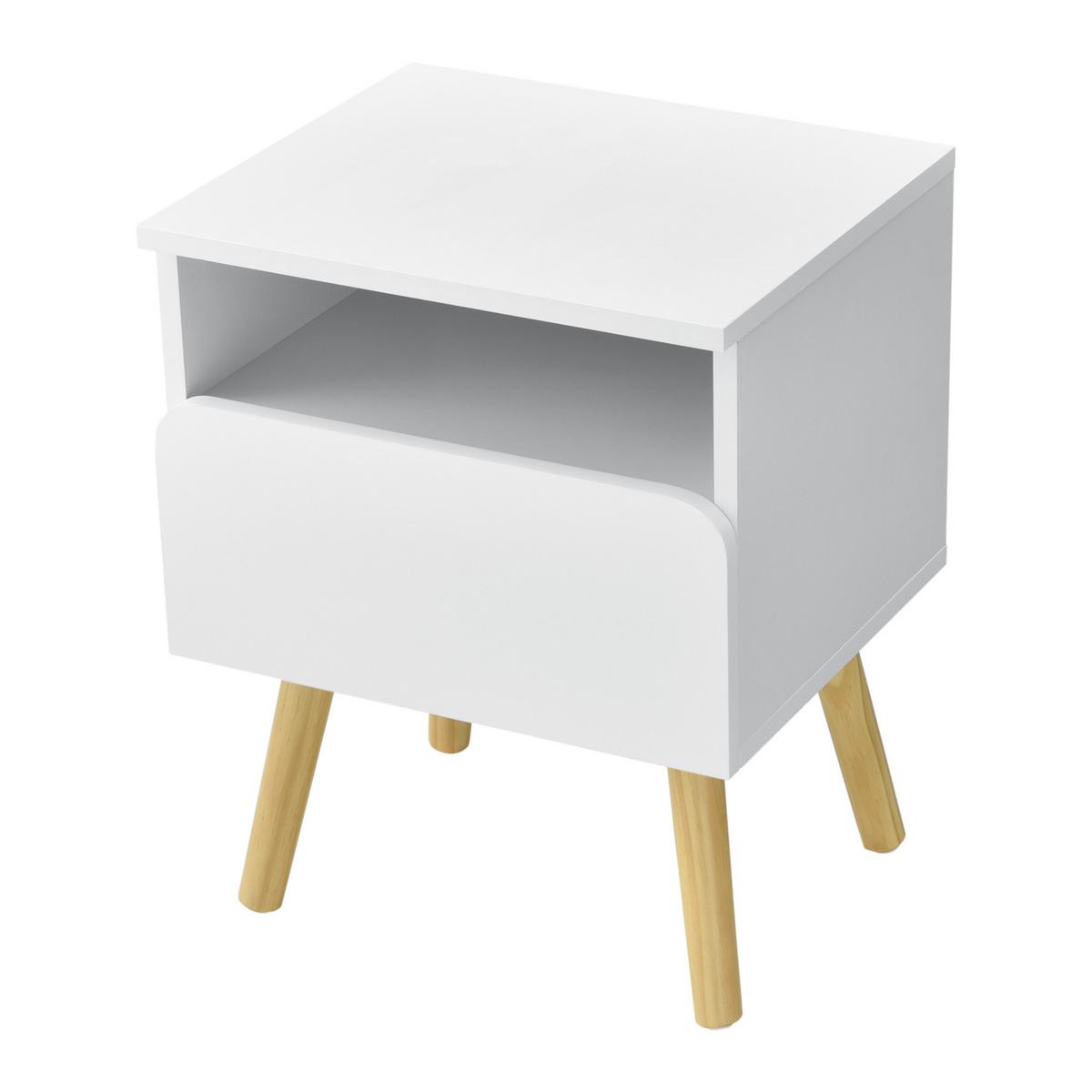 NACHTTISCH Dargaville - Weiß, Holzwerkstoff (40/50/34cm) - [en.casa]