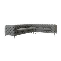ECKSOFA Chesterfield Laura Grau Samt - Silberfarben/Grau, Holz/Textil (323/264cm) - S-Style Möbel