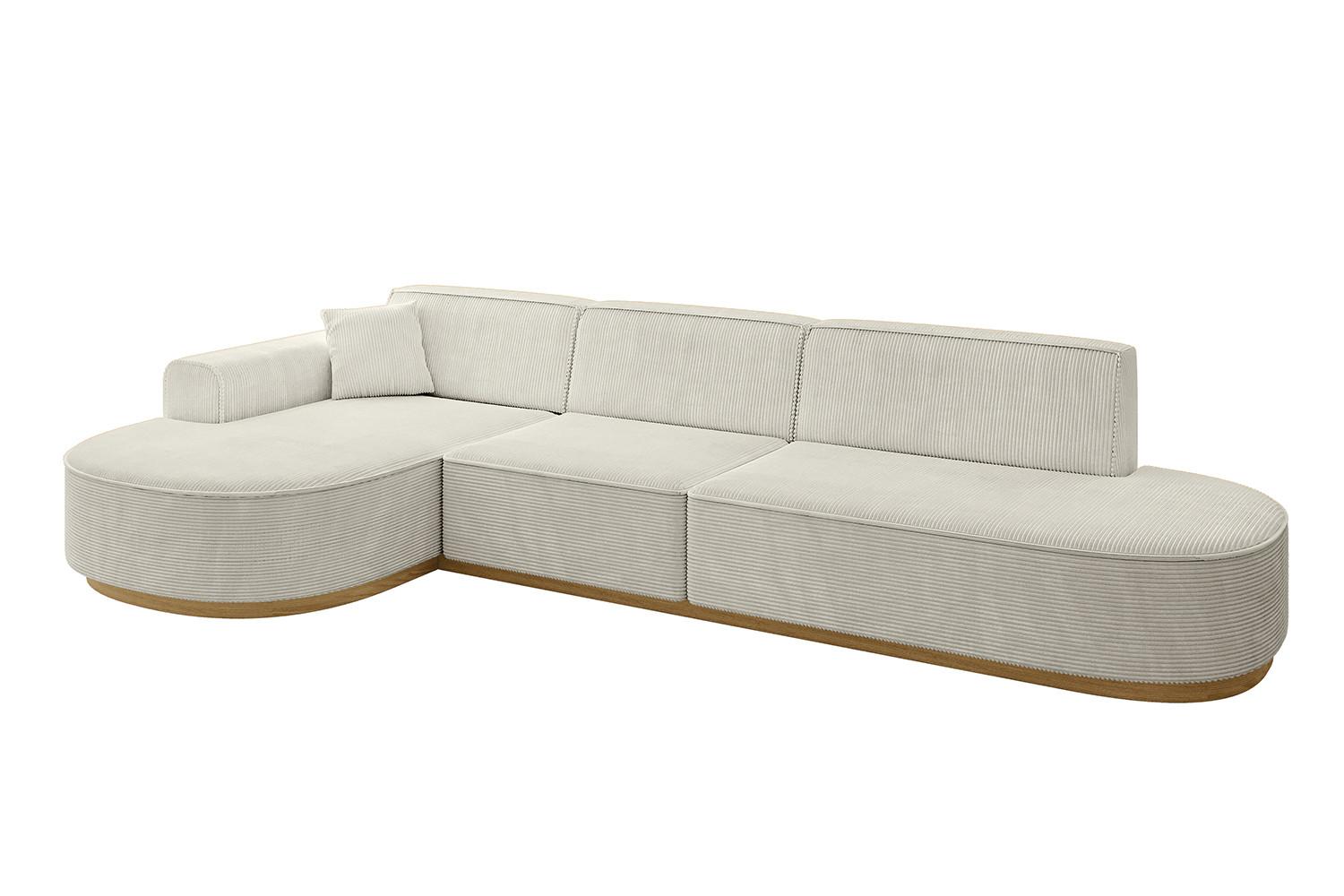 ECKSOFA Ottomane Links MARI-L2-v2 - 328x171x83 cm Creme Cord - Hellgrau/Creme, Holzwerkstoff/Textil (328/171cm) - ALTDECOR