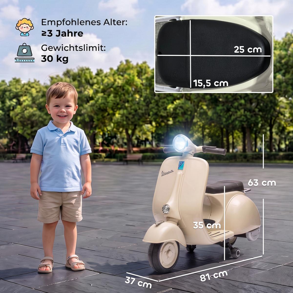 KINDERMOTORRAD Kunststoff Stahl Weiß - Weiß, Kunststoff (81/37/63cm) - AIYAPLAY