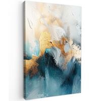 LEINWANDBILD Abstrakt - Kunst - Gold - Blau Wanddeko 40x60 cm - Petrol, Textil (40/60cm) - MuchoWow