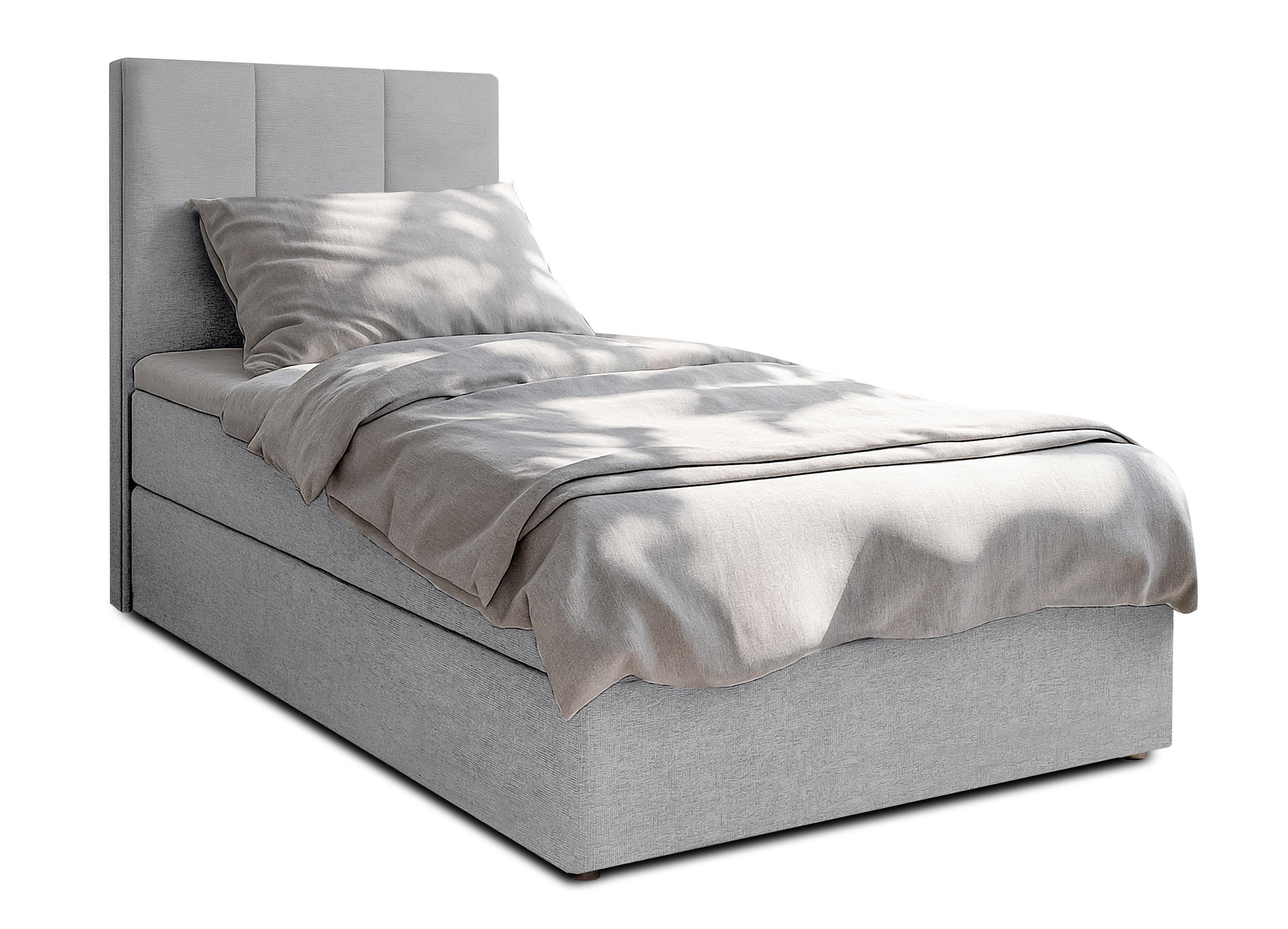 BOXBETT MEREA 90x200 cm mit Bettkasten und Matratze - Grau + TOPPER - Schwarz/Grau, Holz/Holzwerkstoff (90/200cm) - AX Living