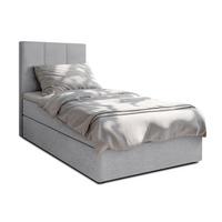 BOXBETT MEREA 90x200 cm mit Bettkasten und Matratze - Grau + TOPPER - Schwarz/Grau, Holz/Holzwerkstoff (90/200cm) - AX Living