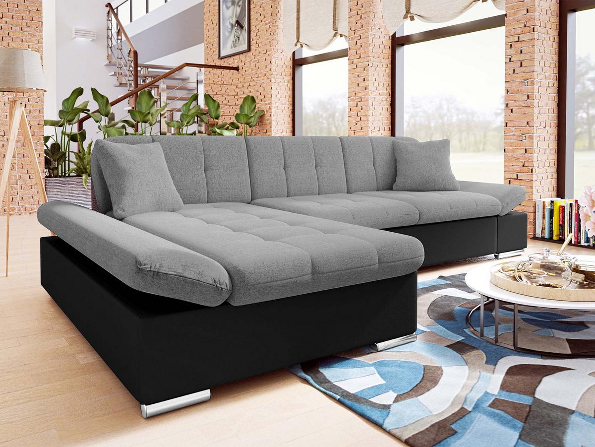 ECKSOFA Montana, Seite: Links - Schwarz/Grau, Holz/Textil (278/161cm) - MIRJAN24