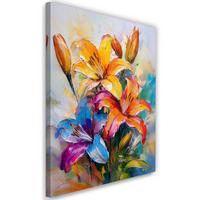 WANDBILD gemalte farbige lilien blumen - Multicolor, Textil (40/60cm) - Feeby