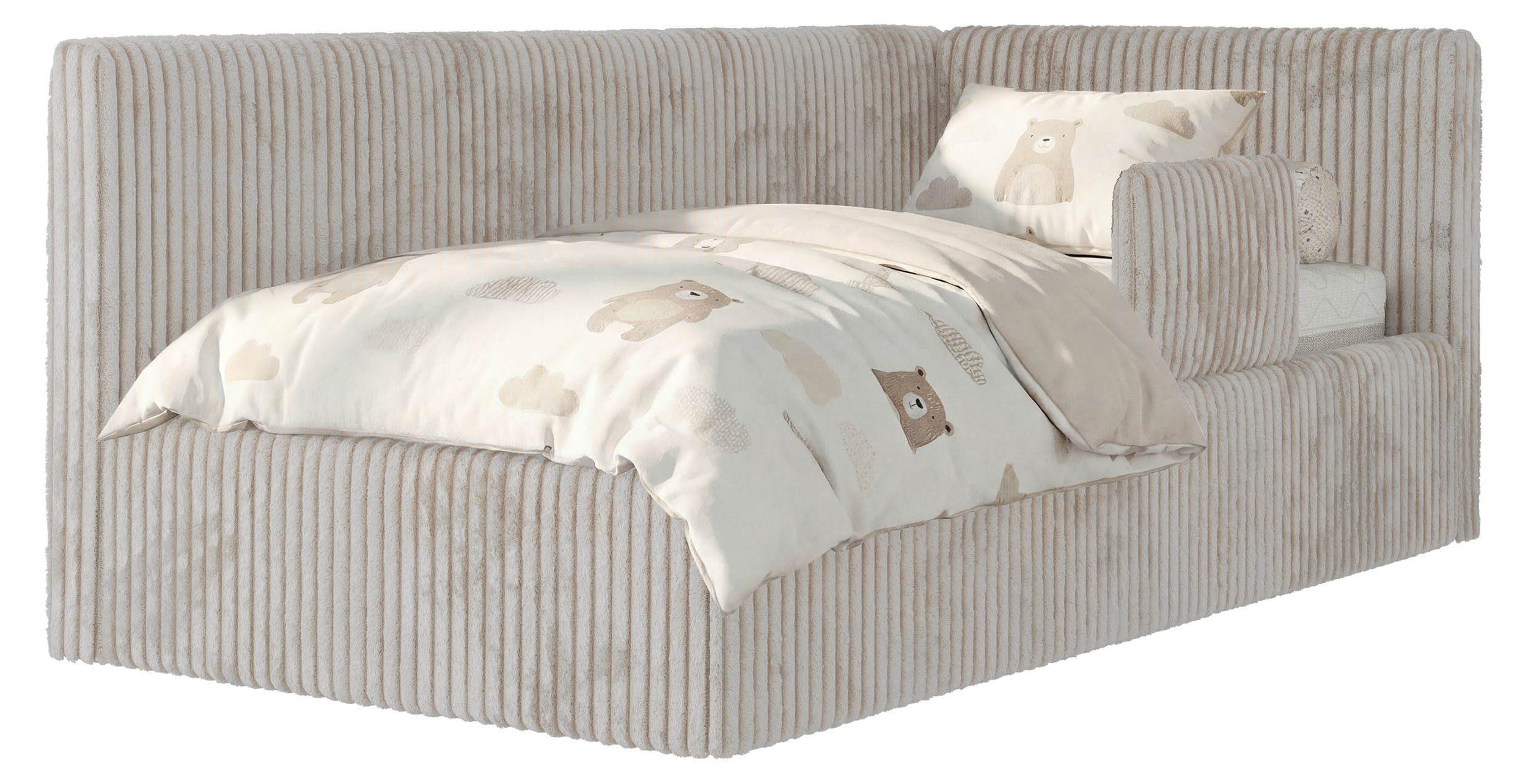 POLSTERBETT TILVO ALTA 90/200 - Beige Cord - Ohne Matratze - Rechts - Beige, Textil (200/90cm) - MKS