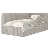 POLSTERBETT TILVO ALTA 90/200 - Beige Cord - Taschenfederkernmatratze - Rechts - Beige, Textil (200/90cm) - MKS