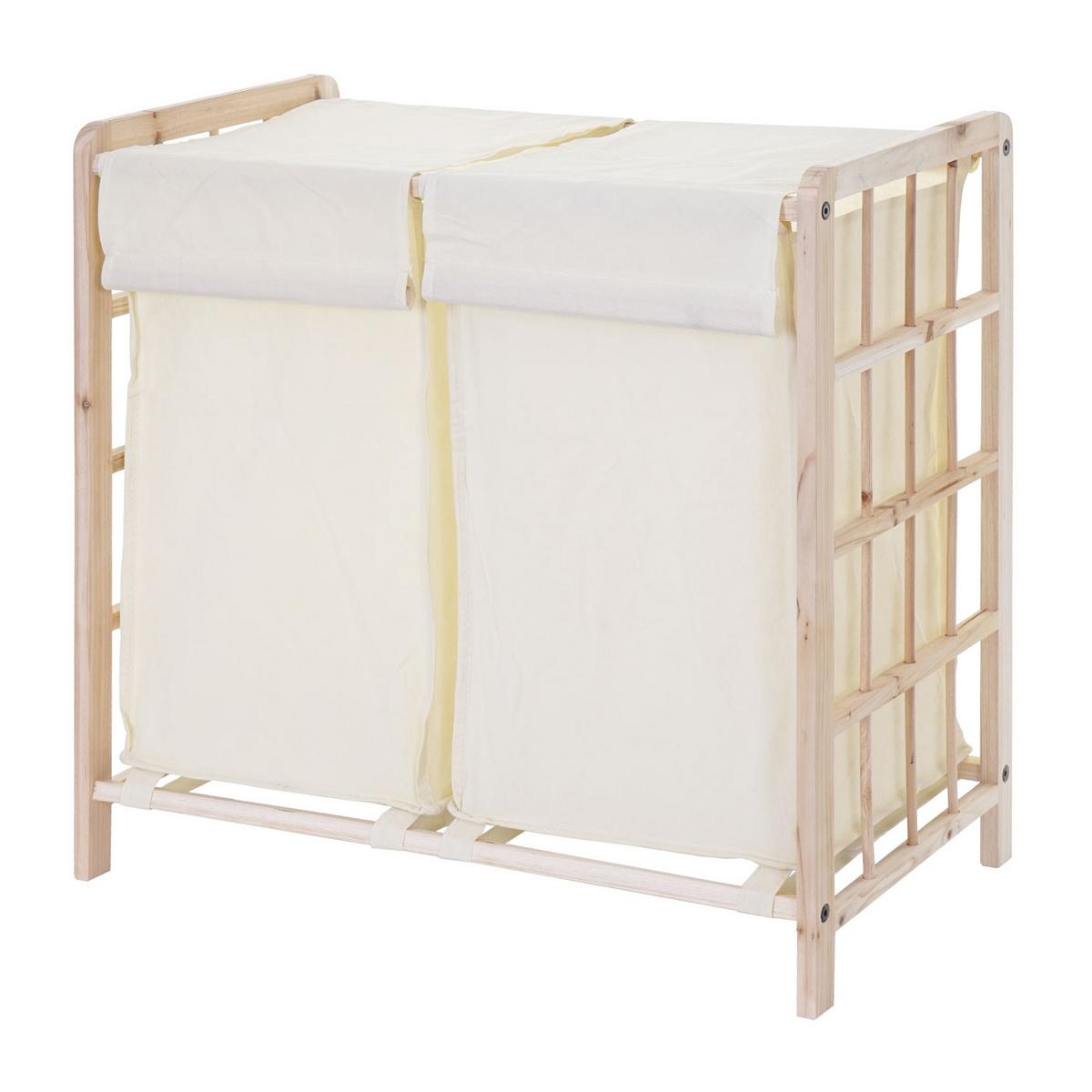 WÄSCHESAMMLER Buche Dekor, Beige - Beige/Buchefarben, Holz (60/60/33cm) - MCW
