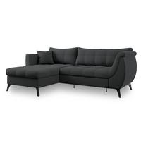 ECKSOFA MOLLIS Graphitfarben Geflochtener-Stoff mit Schlaffunktion - Graphitfarben, Holz (241/154cm) - MASSENO