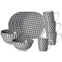 FRÜHSTÜCKSSET Takeo Circles schwarz-weiß 12-tlg. - Schwarz/Weiß, Keramik (2/2/2cm) - Ritzenhoff Breker