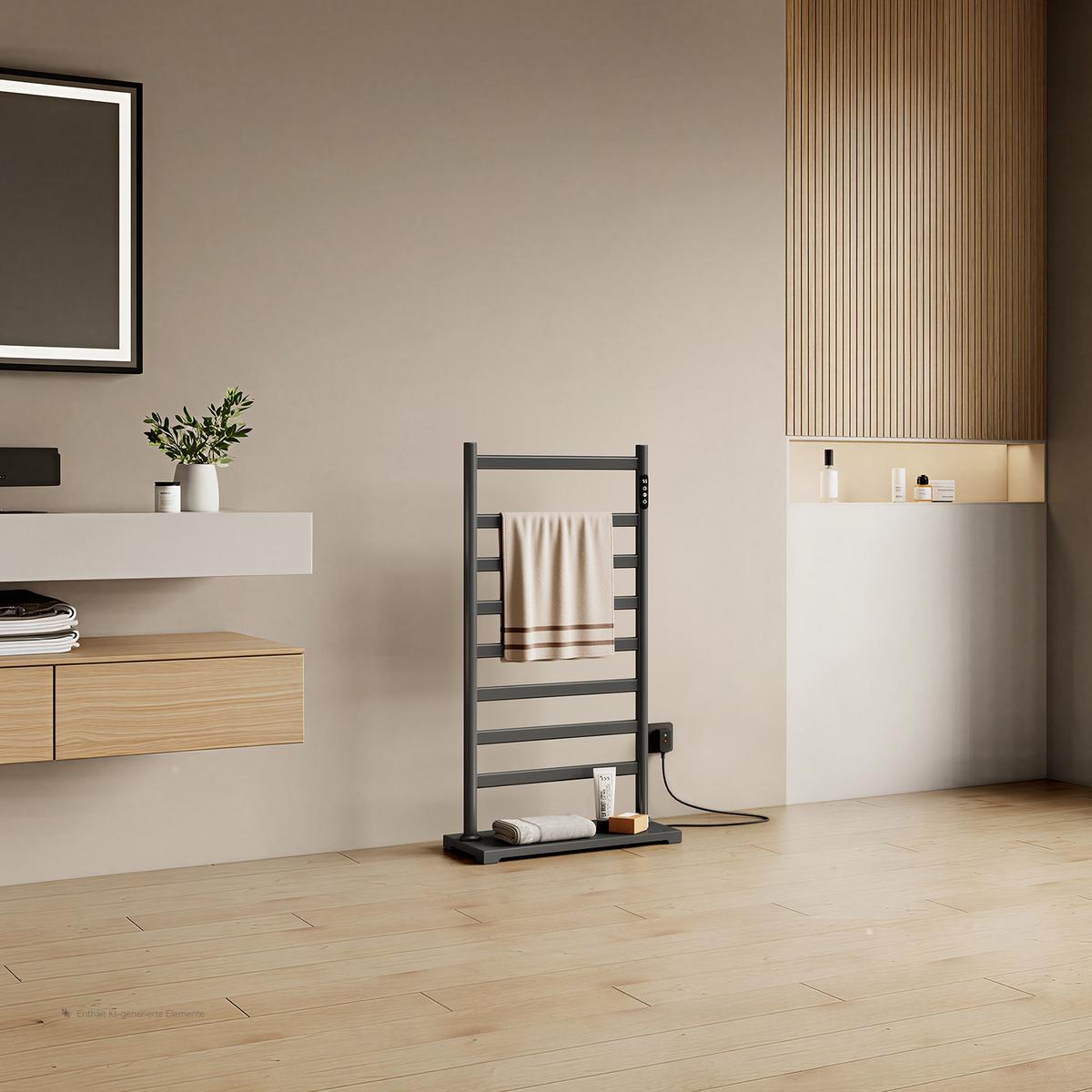 HANDTUCHHEIZKÖRPER elektrischer Tragbare Anthrazit 285 W 53/100/26 cm - Anthrazit, Metall (53/100/26cm) - EMKE