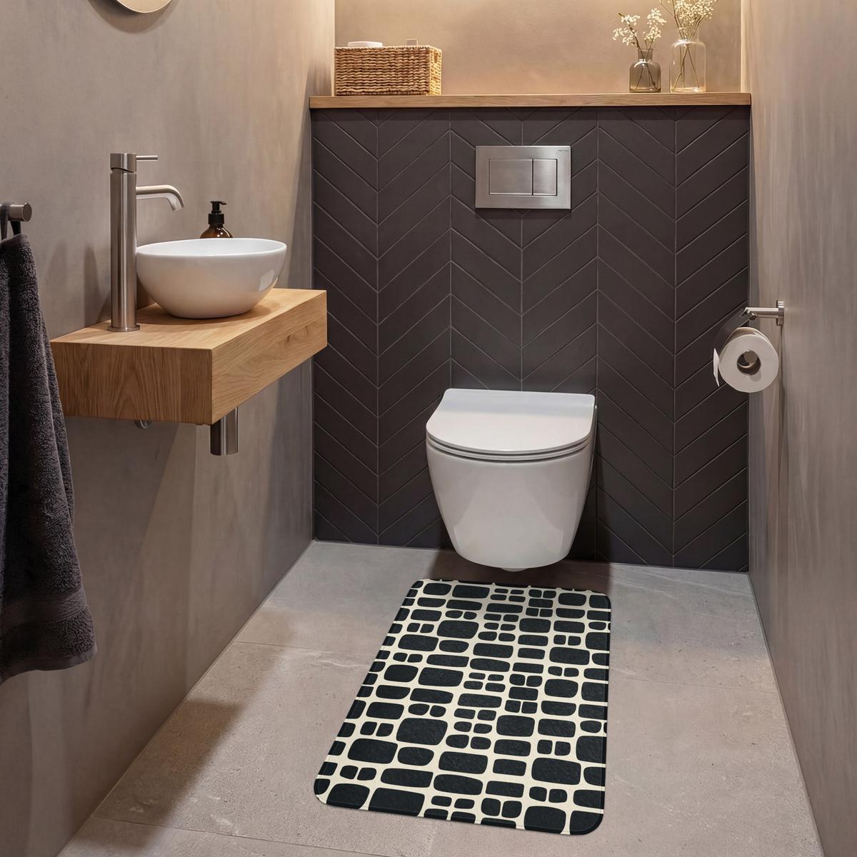 WC-VORLEGER Modern - Bio - Schwarz WC Teppich 50x80 cm - Anthrazit, Textil (50/1cm) - OnlyWow